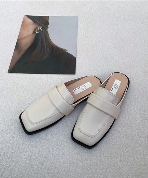 me+em select（ミームセレクト）の「スクエアトゥローファーモダンミュールサンダル（サンダル・レディース・アイボリー/ブラウン/ブラック・37/39/38）」の7枚目の写真