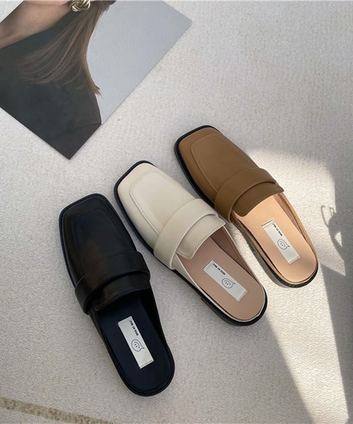 me+em select（ミームセレクト）の「スクエアトゥローファーモダンミュールサンダル（サンダル・レディース・アイボリー/ブラウン/ブラック・37/39/38）」の5枚目の写真