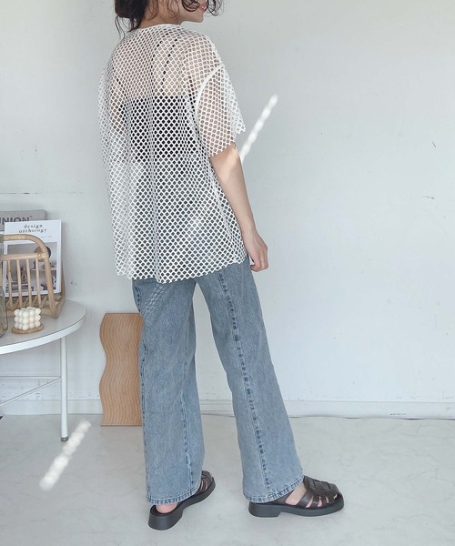 AS KNOW AS plus（アズノゥアズプラス）の「●メッシュビッグTシャツ（Tシャツ/カットソー・レディース・ブラック/アイボリー/ブルー・FREE）」の6枚目の写真