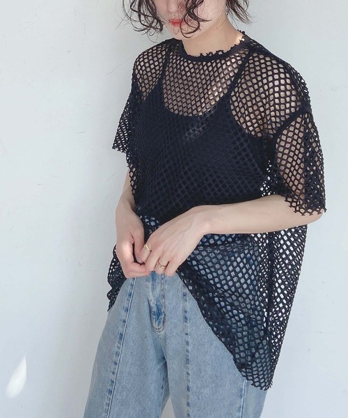 AS KNOW AS plus（アズノゥアズプラス）の「●メッシュビッグTシャツ（Tシャツ/カットソー・レディース・ブラック/アイボリー/ブルー・FREE）」の17枚目の写真