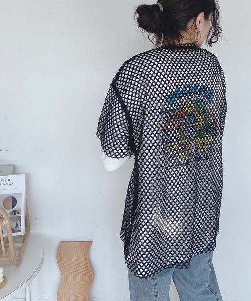 AS KNOW AS plus（アズノゥアズプラス）の「●メッシュビッグTシャツ（Tシャツ/カットソー・レディース・ブラック/アイボリー/ブルー・FREE）」の15枚目の写真