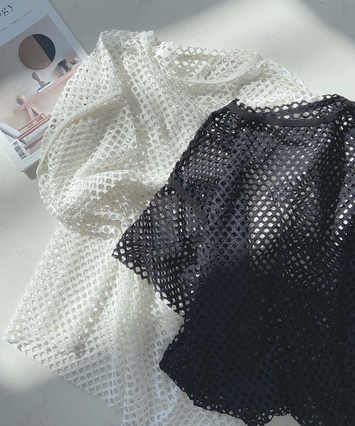 AS KNOW AS plus（アズノゥアズプラス）の「●メッシュビッグTシャツ（Tシャツ/カットソー・レディース・ブラック/アイボリー/ブルー・FREE）」の5枚目の写真