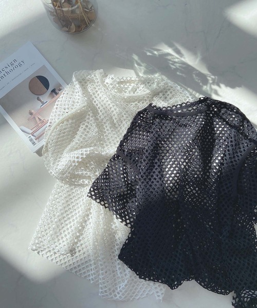 AS KNOW AS plus（アズノゥアズプラス）の「●メッシュビッグTシャツ（Tシャツ/カットソー・レディース・ブラック/アイボリー/ブルー・FREE）」の18枚目の写真