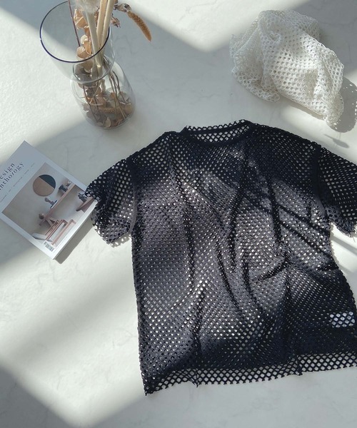 AS KNOW AS plus（アズノゥアズプラス）の「●メッシュビッグTシャツ（Tシャツ/カットソー・レディース・ブラック/アイボリー/ブルー・FREE）」の14枚目の写真