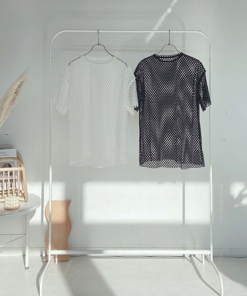 AS KNOW AS plus（アズノゥアズプラス）の「●メッシュビッグTシャツ（Tシャツ/カットソー・レディース・ブラック/アイボリー/ブルー・FREE）」の16枚目の写真