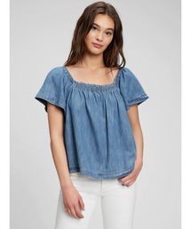 GAP（ギャップ）の「デニムフラッタースリーブ トップス（シャツ/ブラウス・レディース）」