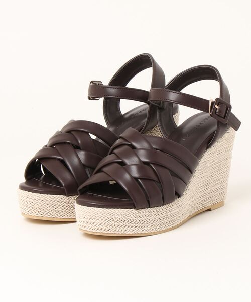 EDIT COLOGNE（エディットコロン）の「【美人百花6月号タイアップ商品】アッパークロスウェッジサンダル（パンプス・レディース・ブルー/ブラウン/オフホワイト・24.0cm/23.0cm）」の2枚目の写真