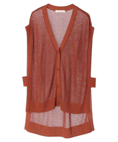 Green　Parks（グリーンパークス）の「前後差ニットベスト（ベスト・レディース・グレイッシュベージュ/ダークグレー/テラコッタ・FREE）」の6枚目の写真