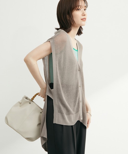 Green　Parks（グリーンパークス）の「前後差ニットベスト（ベスト・レディース・グレイッシュベージュ/ダークグレー/テラコッタ・FREE）」の2枚目の写真