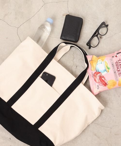 WEGO（ウィゴー）の「WEGO/ガジェットキャンバストート（トートバッグ・メンズ・ブラック/その他1/ナチュラル・FREE）」の3枚目の写真