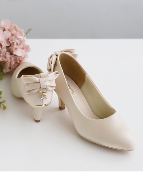 Cupid Heart（キューピッドハート）の「【Cupid Heart】結婚式パンプス　バックリボンチャーム付きパンプス（パンプス・レディース・ブラック/ベージュ/シルバー・M/L/S）」の11枚目の写真