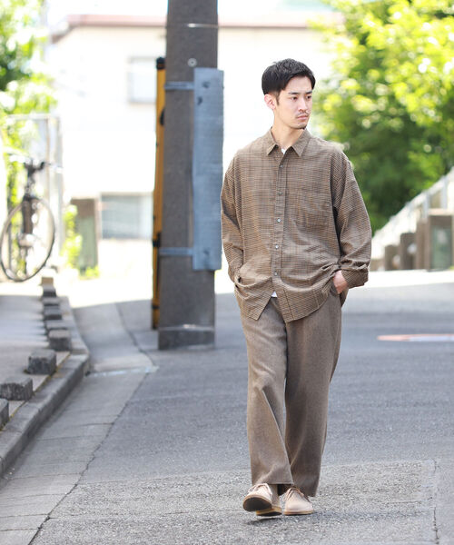 BEAMS（ビームス）の「BEAMS / イージーフィット ドビーチェック ミニレギュラーシャツ（シャツ/ブラウス・メンズ・ネイビー/ブラウン・S/L/M/XL）」の5枚目の写真