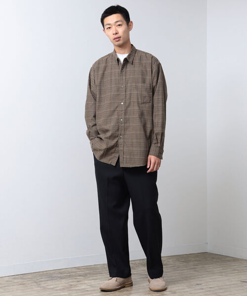 BEAMS（ビームス）の「BEAMS / イージーフィット ドビーチェック ミニレギュラーシャツ（シャツ/ブラウス・メンズ・ネイビー/ブラウン・S/L/M/XL）」の6枚目の写真