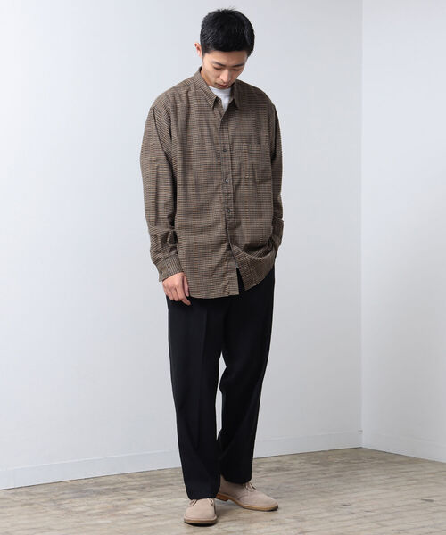 BEAMS（ビームス）の「BEAMS / イージーフィット ドビーチェック ミニレギュラーシャツ（シャツ/ブラウス・メンズ・ネイビー/ブラウン・S/L/M/XL）」の7枚目の写真