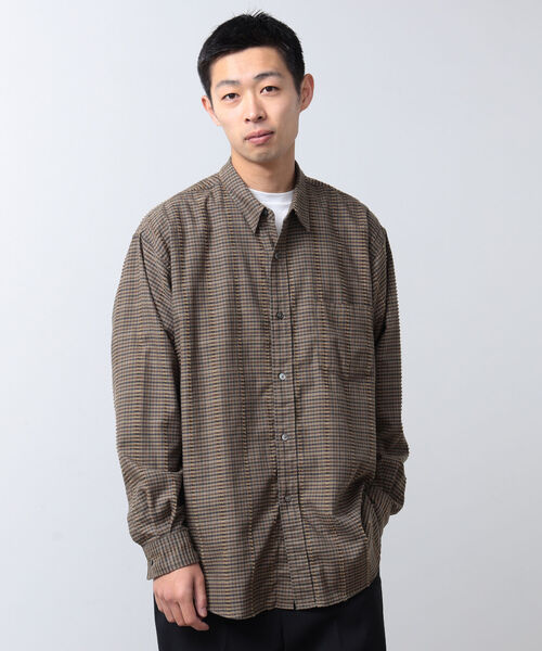 BEAMS（ビームス）の「BEAMS / イージーフィット ドビーチェック ミニレギュラーシャツ（シャツ/ブラウス・メンズ・ネイビー/ブラウン・S/L/M/XL）」の8枚目の写真