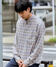 green label relaxing | ウォッシャブル ビエラ チェック バンドカラー シャツ -ストレッチ・マシンウォッシャブル・防シワ-(シャツ/ブラウス)