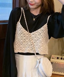 SEN TOKYO（セントーキョー）の「さらっとお洒落。かぎ編み ショートVネックビスチェ クロシェニット（キャミソール）」