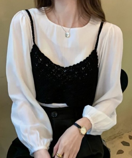 セール】さらっとお洒落。かぎ編み ショートVネックビスチェ クロシェ