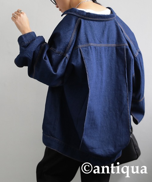 antiqua（アンティカ）の「×大人可愛い♪ゆるデニムジャケット（デニムジャケット・レディース・インディゴブルー/ブラック/グレー・FREE）」の9枚目の写真
