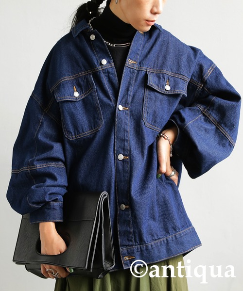 antiqua（アンティカ）の「×大人可愛い♪ゆるデニムジャケット（デニムジャケット・レディース・インディゴブルー/ブラック/グレー・FREE）」の14枚目の写真