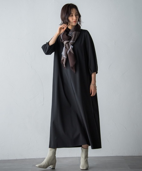 LAUTREAMONT（ロートレアモン）の「【WEB別注】スカーフ付きワンピース≪ロング丈あり≫（ワンピース・レディース・ブラック/ネイビー/カーキ・11号/9号）」の14枚目の写真