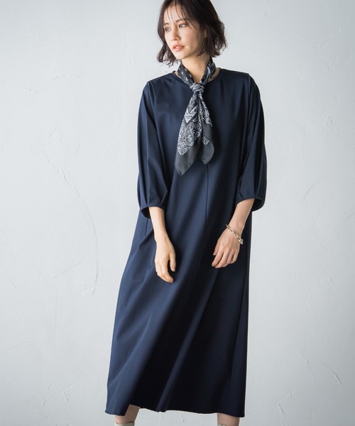 LAUTREAMONT（ロートレアモン）の「【WEB別注】スカーフ付きワンピース≪ロング丈あり≫（ワンピース・レディース・ブラック/ネイビー/カーキ・11号/9号）」の8枚目の写真