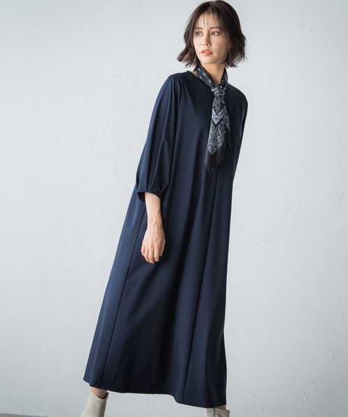 LAUTREAMONT（ロートレアモン）の「【WEB別注】スカーフ付きワンピース≪ロング丈あり≫（ワンピース・レディース・ブラック/ネイビー/カーキ・11号/9号）」の9枚目の写真