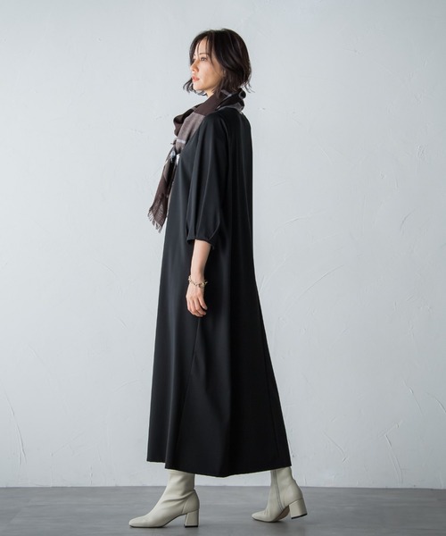 LAUTREAMONT（ロートレアモン）の「【WEB別注】スカーフ付きワンピース≪ロング丈あり≫（ワンピース・レディース・ブラック/ネイビー/カーキ・11号/9号）」の15枚目の写真