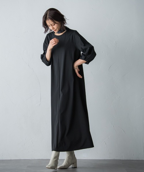 LAUTREAMONT（ロートレアモン）の「【WEB別注】スカーフ付きワンピース≪ロング丈あり≫（ワンピース・レディース・ブラック/ネイビー/カーキ・11号/9号）」の16枚目の写真