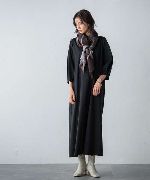 LAUTREAMONT（ロートレアモン）の「【WEB別注】スカーフ付きワンピース≪ロング丈あり≫（ワンピース・レディース・ブラック/ネイビー/カーキ・11号/9号）」の18枚目の写真