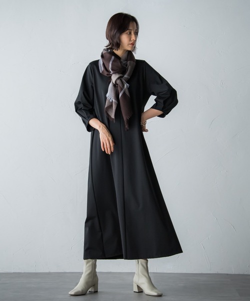 LAUTREAMONT（ロートレアモン）の「【WEB別注】スカーフ付きワンピース≪ロング丈あり≫（ワンピース・レディース・ブラック/ネイビー/カーキ・11号/9号）」の19枚目の写真