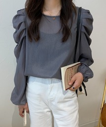 パワーショルダーシアーブラウス