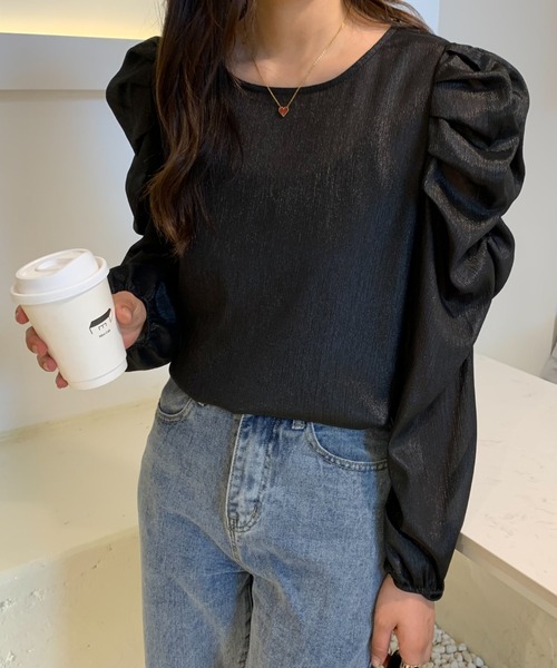 ECLIN(エクラン)の「パワーショルダーシアーブラウス(シャツ/ブラウス・レディース・ホワイト/チャコールグレー/ブラック/ベージュ・FREE)」の22枚目の写真