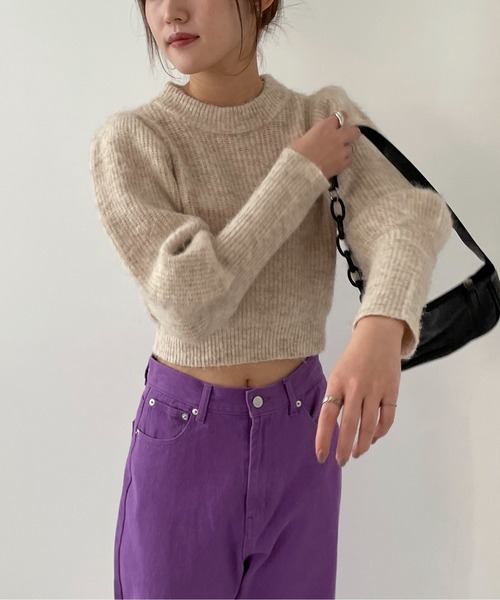 EPIMI E'PIMMY（エピミエピミー）の「袖ボリュームシャギーニット（ニット/セーター・レディース・ベージュ/ピンク/ブラック/オフホワイト・MEDIUM）」の3枚目の写真