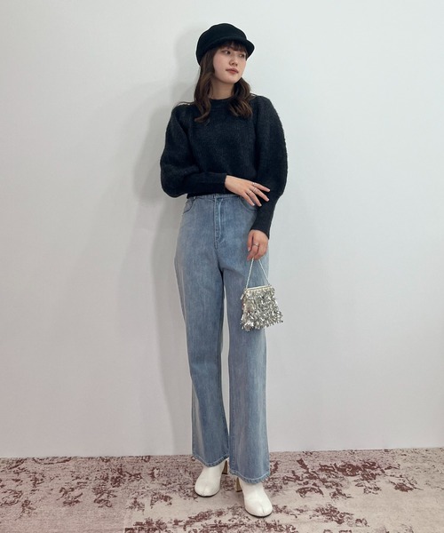 EPIMI E'PIMMY（エピミエピミー）の「袖ボリュームシャギーニット（ニット/セーター・レディース・ベージュ/ピンク/ブラック/オフホワイト・MEDIUM）」の5枚目の写真