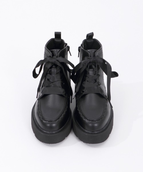 axes femme（アクシーズファム）の「レースアップショートブーツ（ブーツ・レディース・ブラック/モカ・LARGE/MEDIUM）」の3枚目の写真