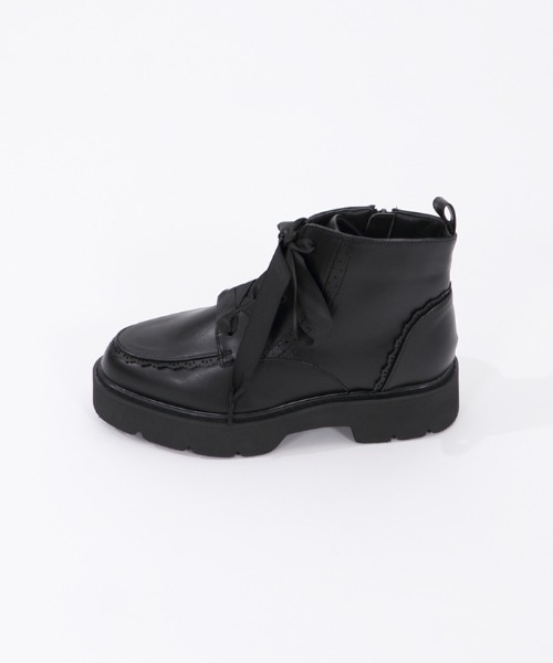 axes femme（アクシーズファム）の「レースアップショートブーツ（ブーツ・レディース・ブラック/モカ・LARGE/MEDIUM）」の16枚目の写真