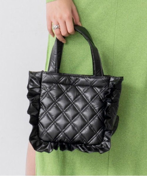 Casselini（キャセリーニ）の「Casselini(キャセリーニ)キルティングフリルバッグ（ハンドバッグ・レディース・ブラック/アイボリー/グリーン/オレンジ・FREE）」の22枚目の写真