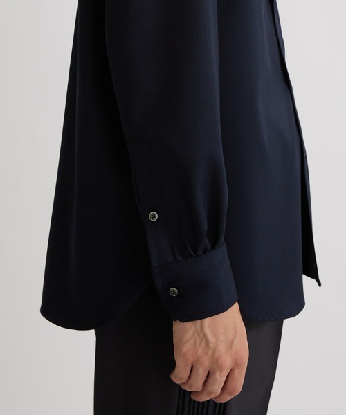 新品同様！ユナイテッドトウキョウ バンドカラーシャツ S シルクストライプバンドカラーシャツ（シャツ⁄ブラウス）｜UNITED