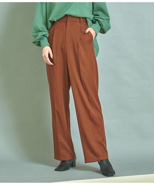 Settimissimo（セッティミッシモ）の「センタープレスウエストタックスラックスパンツ（スラックス・レディース・ブラック/パープル/ブラウン・M）」の3枚目の写真