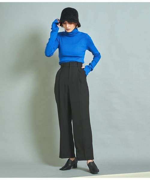 Settimissimo（セッティミッシモ）の「センタープレスウエストタックスラックスパンツ（スラックス・レディース・ブラック/パープル/ブラウン・M）」の9枚目の写真