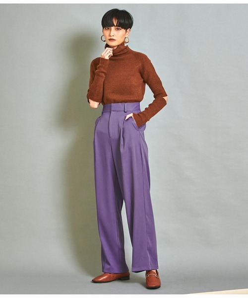 Settimissimo（セッティミッシモ）の「センタープレスウエストタックスラックスパンツ（スラックス・レディース・ブラック/パープル/ブラウン・M）」の6枚目の写真