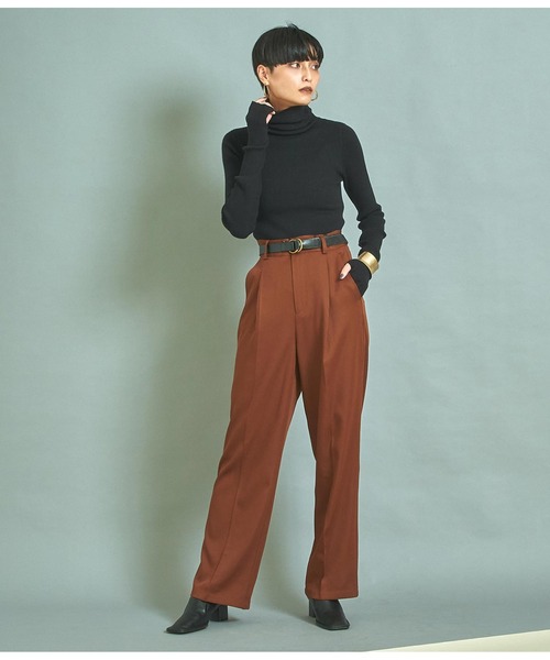 Settimissimo（セッティミッシモ）の「センタープレスウエストタックスラックスパンツ（スラックス・レディース・ブラック/パープル/ブラウン・M）」の4枚目の写真