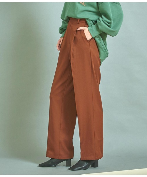 Settimissimo（セッティミッシモ）の「センタープレスウエストタックスラックスパンツ（スラックス・レディース・ブラック/パープル/ブラウン・M）」の12枚目の写真