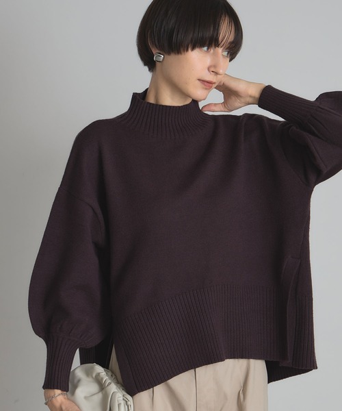 &. NOSTALGIA(アンドドットノスタルジア)の「シアバターオーバーサイズスリットニットプルオーバー(ニット/セーター・レディース・アイボリー/ピンク/イエロー/キャメル/ロイヤルブルー/ライトピンク/ブラック/ミント/ライトグレー/グリーン/ラベンダー/グレー/ピンク系その他/ホワイト×ブラック/レッド/ブルー/スカイブルー/ライム/パープル/ブラウン/ライトイエロー・M)」の6枚目の写真