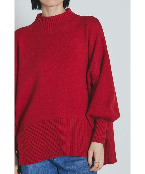 &. NOSTALGIA(アンドドットノスタルジア)の「シアバターオーバーサイズスリットニットプルオーバー(ニット/セーター・レディース・アイボリー/ピンク/イエロー/キャメル/ロイヤルブルー/ライトピンク/ブラック/ミント/ライトグレー/グリーン/ラベンダー/グレー/ピンク系その他/ホワイト×ブラック/レッド/ブルー/スカイブルー/ライム/パープル/ブラウン/ライトイエロー・M)」の21枚目の写真