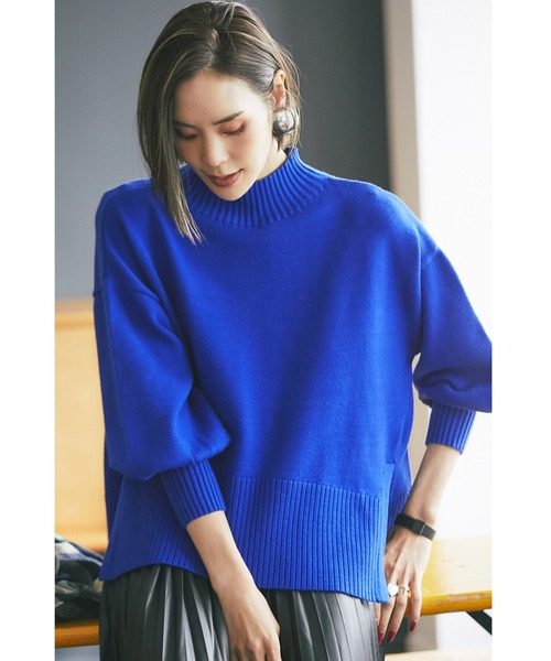 &. NOSTALGIA(アンドドットノスタルジア)の「シアバターオーバーサイズスリットニットプルオーバー(ニット/セーター・レディース・アイボリー/ピンク/イエロー/キャメル/ロイヤルブルー/ライトピンク/ブラック/ミント/ライトグレー/グリーン/ラベンダー/グレー/ピンク系その他/ホワイト×ブラック/レッド/ブルー/スカイブルー/ライム/パープル/ブラウン/ライトイエロー・M)」の12枚目の写真