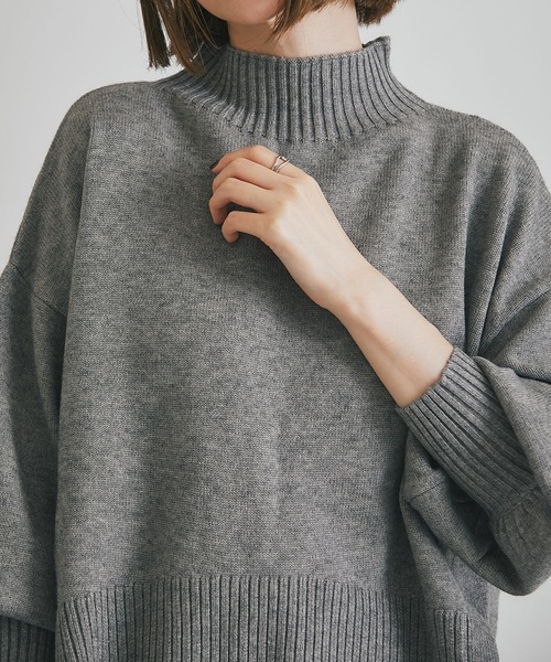 シアバターオーバーサイズスリットニットプルオーバー（ニット