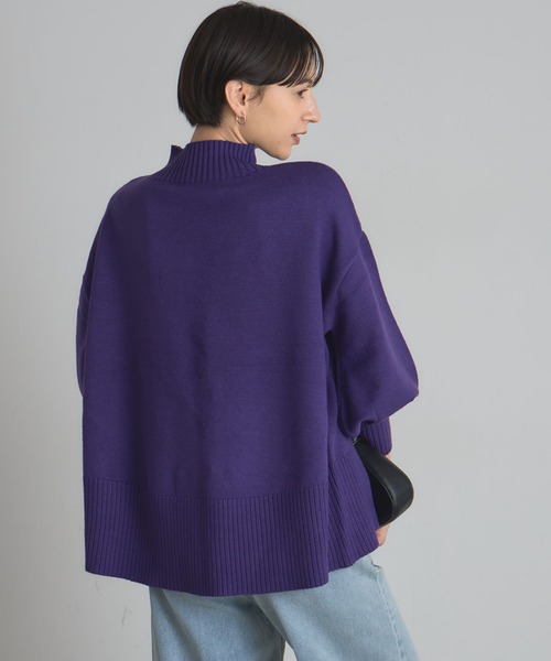 シアバターオーバーサイズスリットニットプルオーバー（ニット