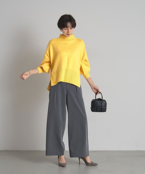 シアバターオーバーサイズスリットニットプルオーバー（ニット